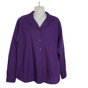 Cabin Creek Womens Shirt Large Purple Button Front Long Sleeve Collared Pocket